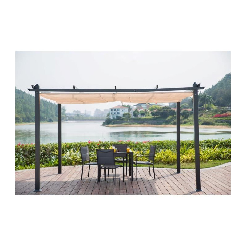 Pergola en aluminium cordoba - ecru - 4 x 3 m