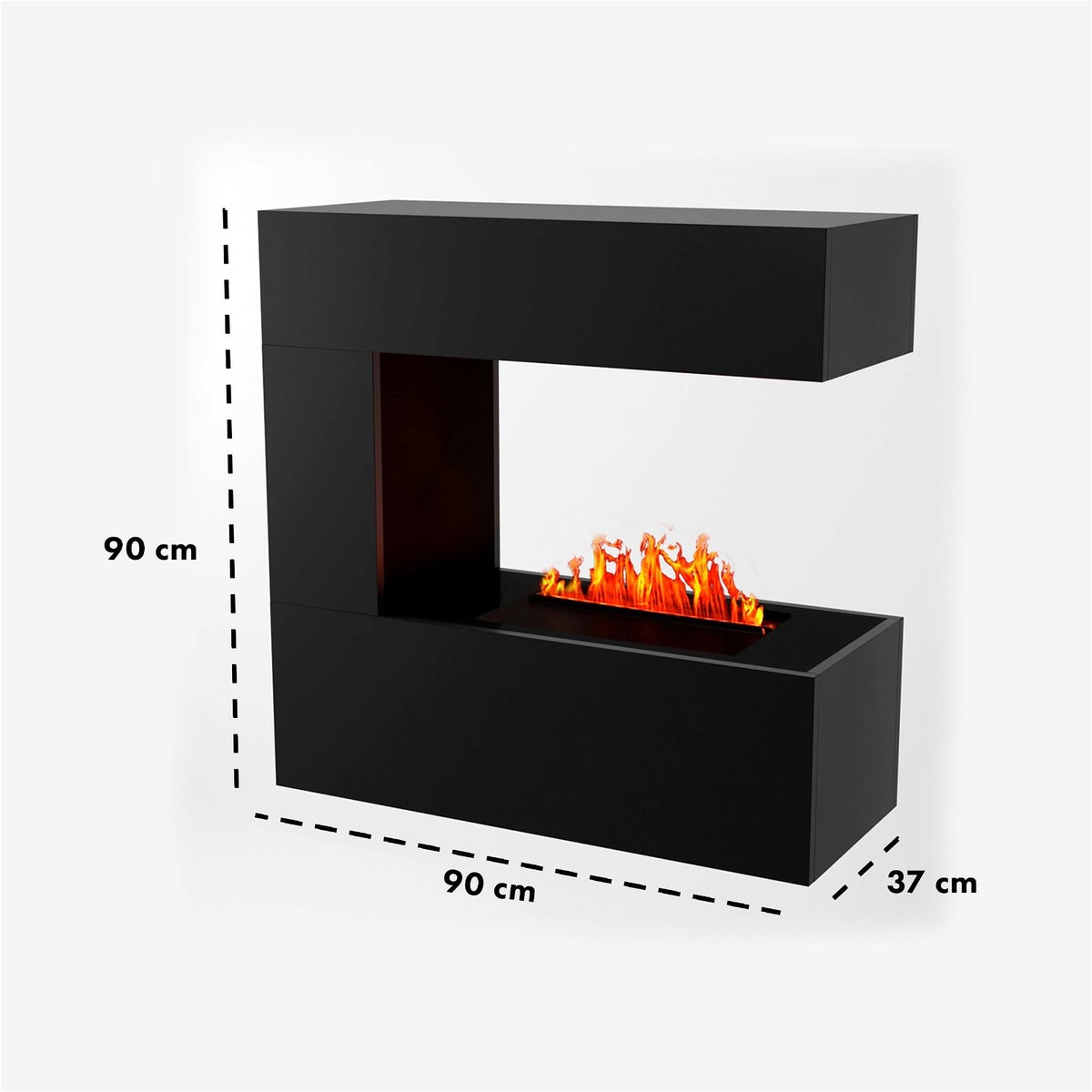 GLOW FIRE Elektrische haard 'Schiller Wandhaard' | Waterdamphaard met OMC 400 in zwart als roomdivider | HxBxD: 90x90x37 cm