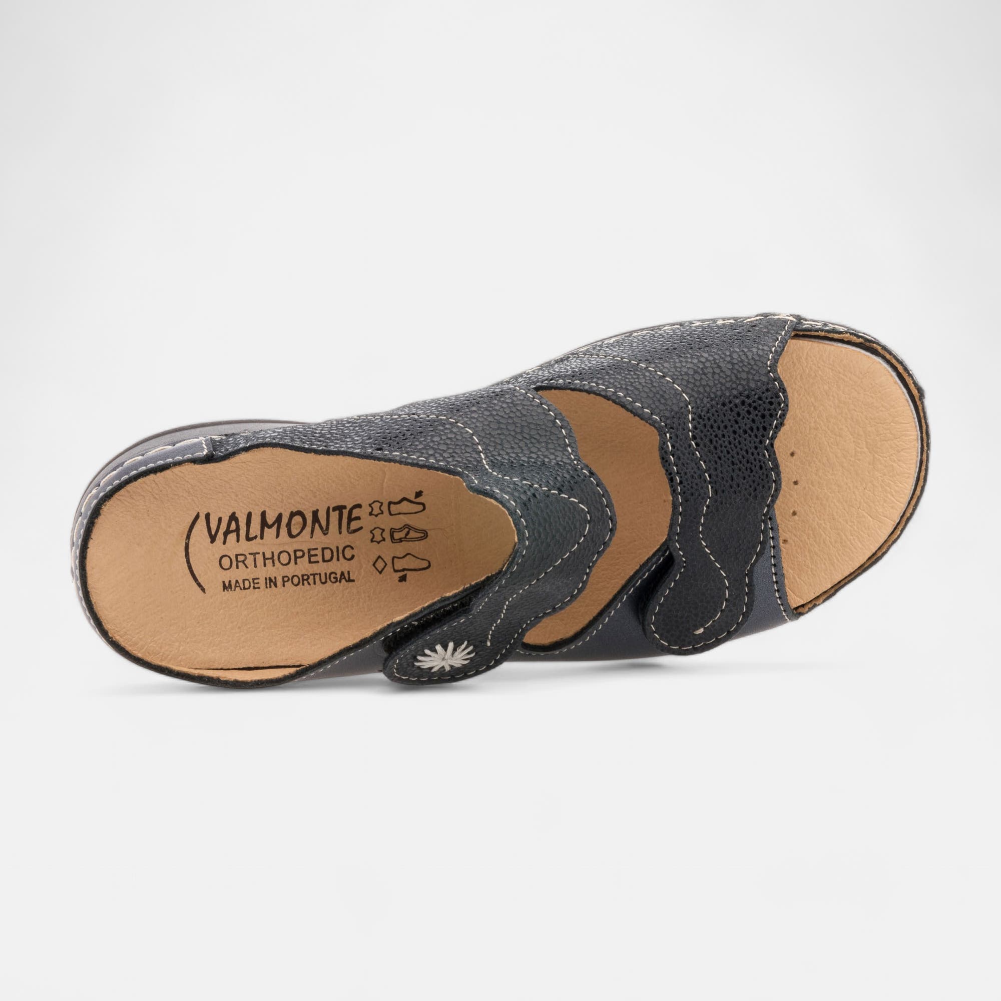 Nu-pieds confort Femme en cuir bleu