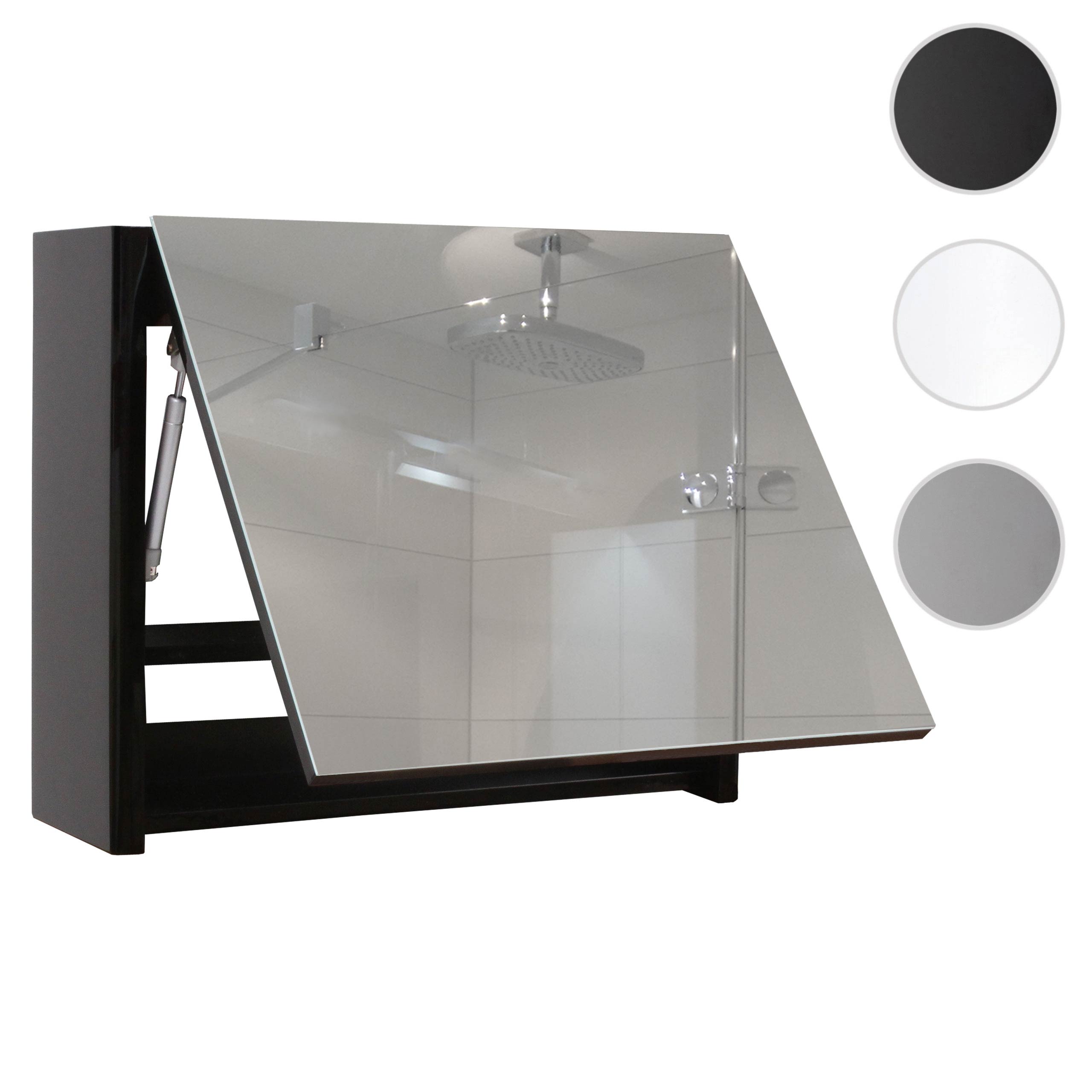Spiegelschrank MCW-B19, Wandspiegel Badspiegel Badezimmer, aufklappbar hochglanz 48x59cm ~ schwarz