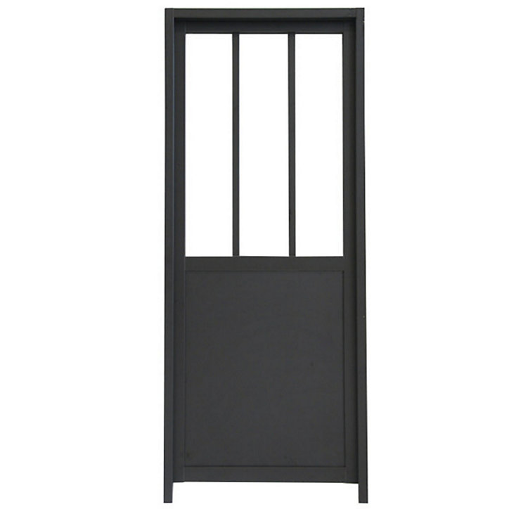 Bloc-porte esprit atelier noir H.204 x l.83 cm, poussant droit