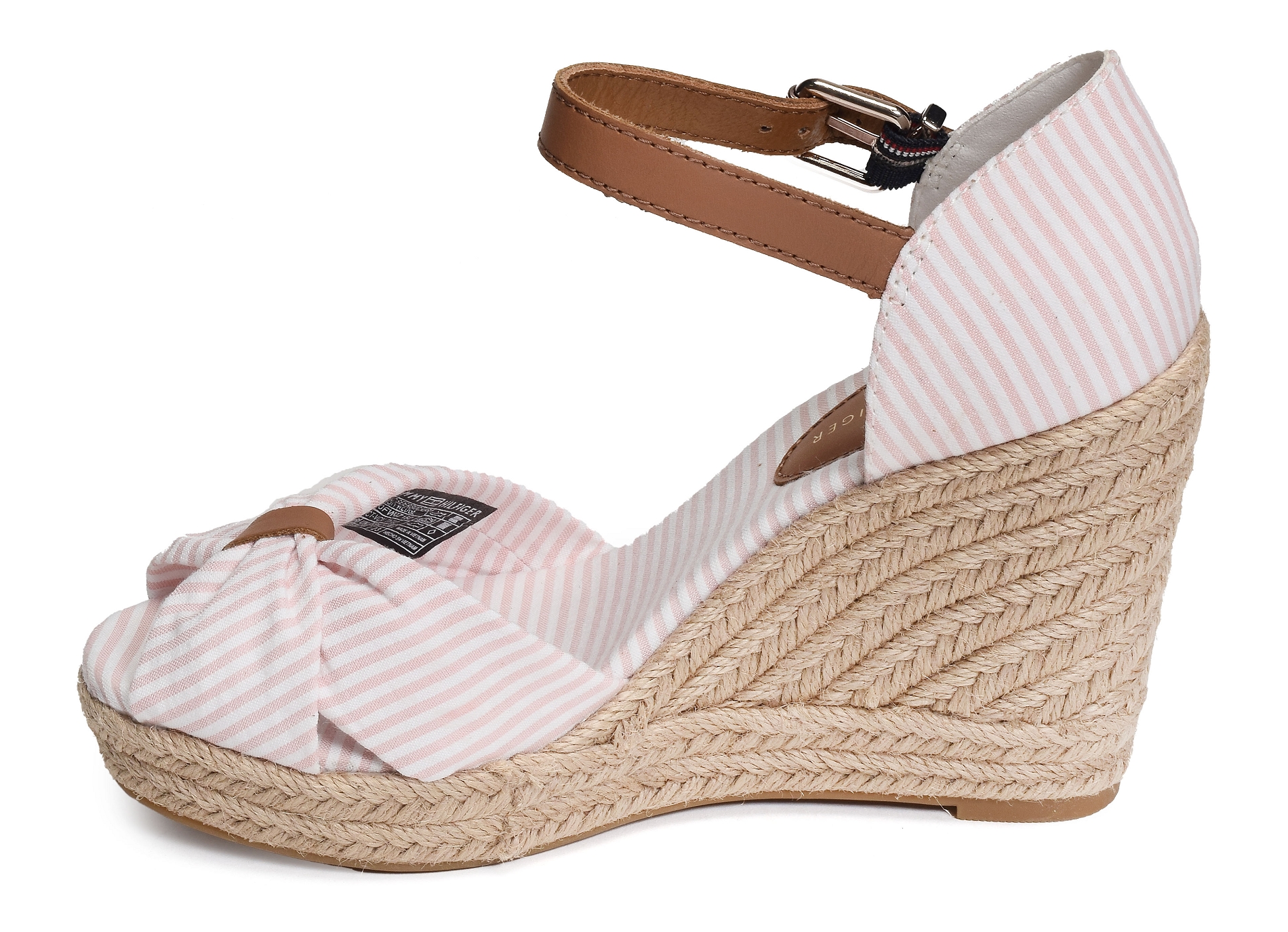 Basic seersucker high wedge 7160 blanc rose