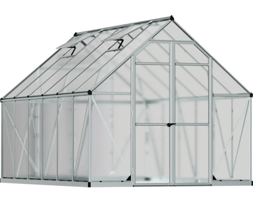 Palram Kas – Canopia Essence 8x12 Dubbelwandige Polycarbonaat Panelen 4 mm incl. Fundering 244 x 367 cm Zilver