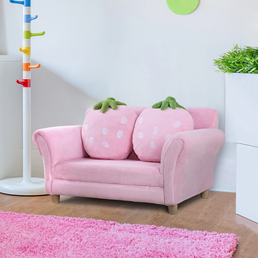 HOMCOM Kinder Erdbeersofa rosa, grün