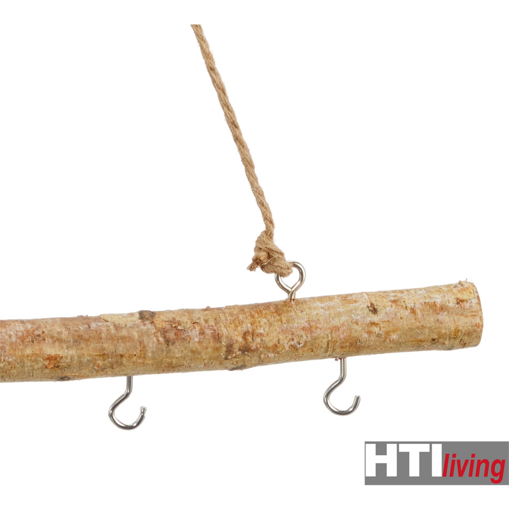 HTI-Living Hängedeko Holzstange mit Haken Natur
