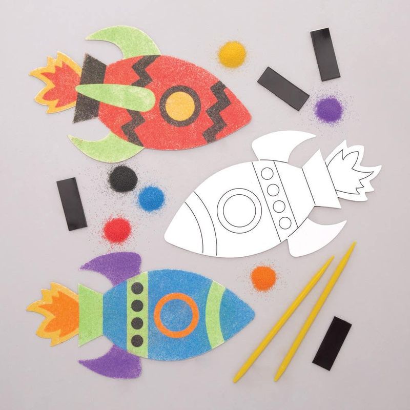 Raket - Magneten - Zandkunst - Pak van 6 - Kleurrijke Creaties