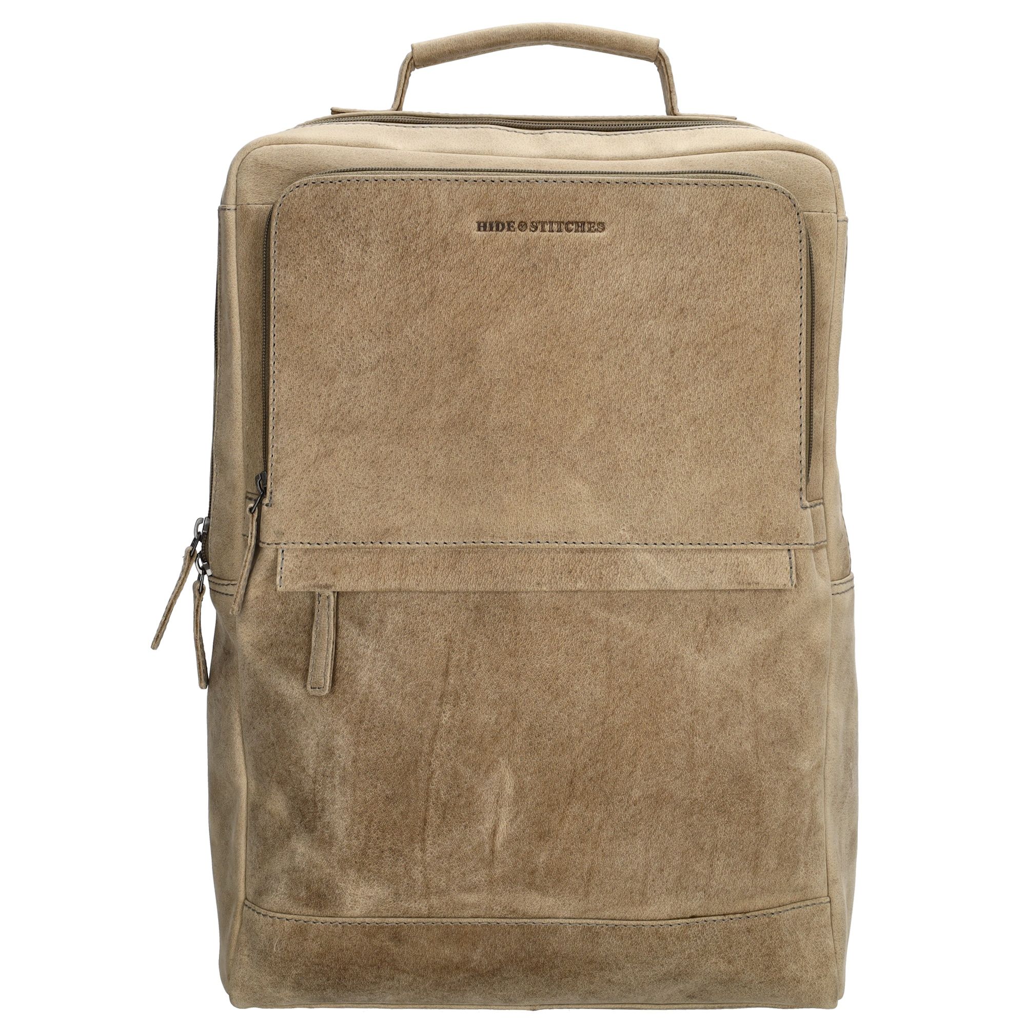 Hide & Stitches Idaho Rugzak Vierkant 15,6 inch Donkerzand