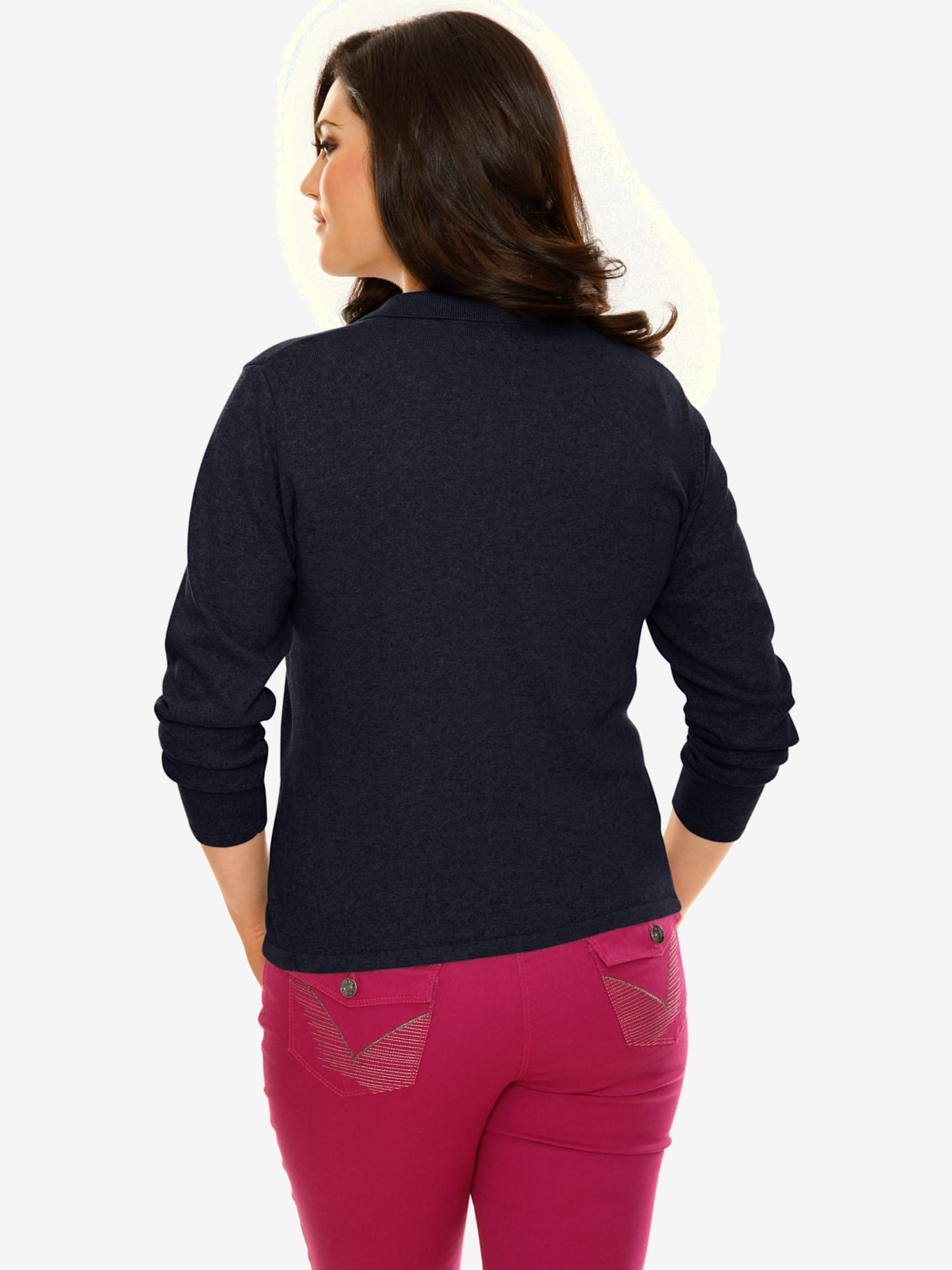 Veste en tricot fin superbe basique avec poches plaquées