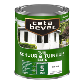 CetaBever Tuinbeits Schuur & Tuinhuis zijdeglans dekkend RAL 9010 gebroken wit 750 ml