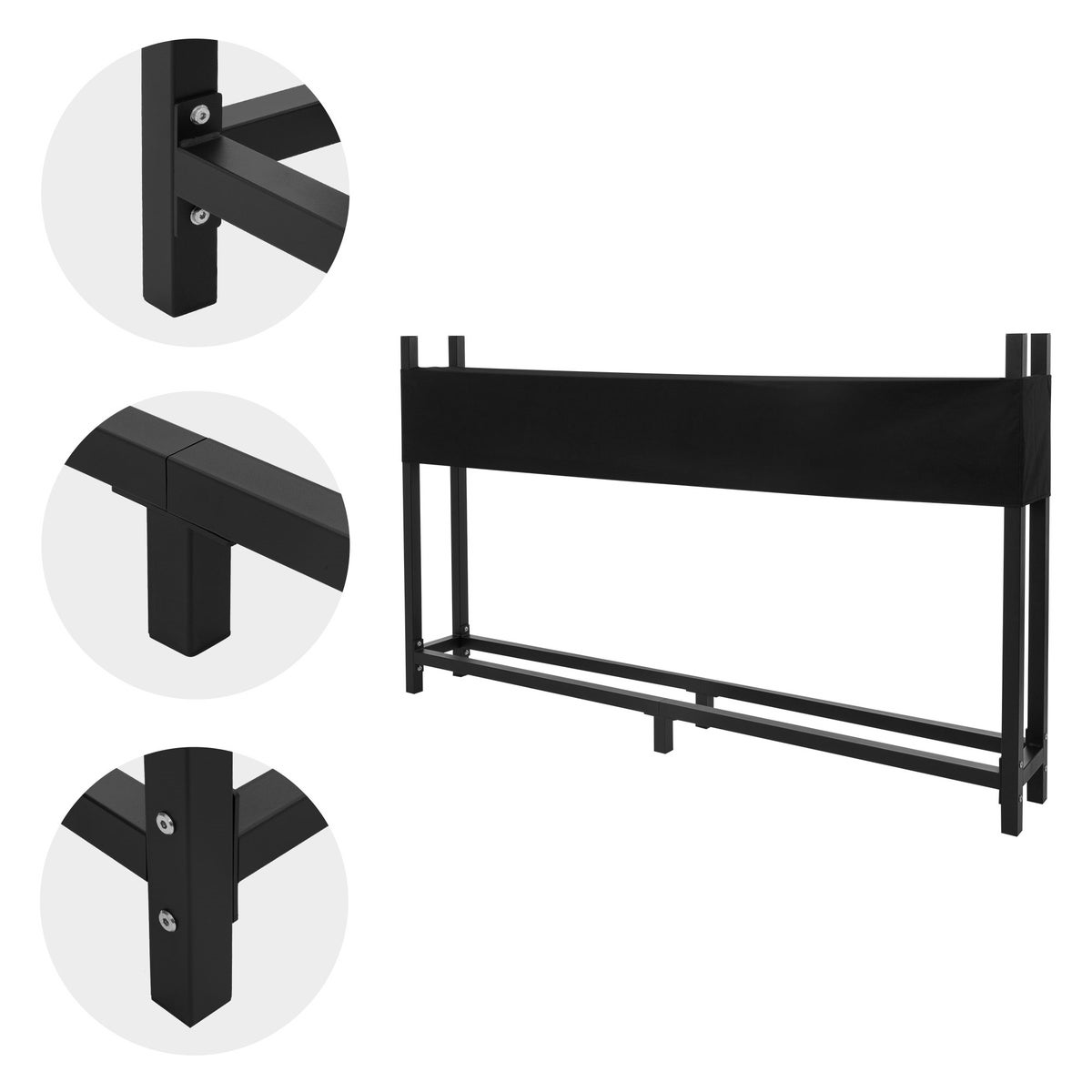 ML-Design Metalen Haardhoutrek met Afdekking 200x25x115 cm Antraciet Staal, Buitenstapelhulp met Beschermhoes, Tuinhaardhoutschuilplaats 0,8m³/1,3 SRM, Haardhoutrek, Houtrek, Haardhoutstandaard