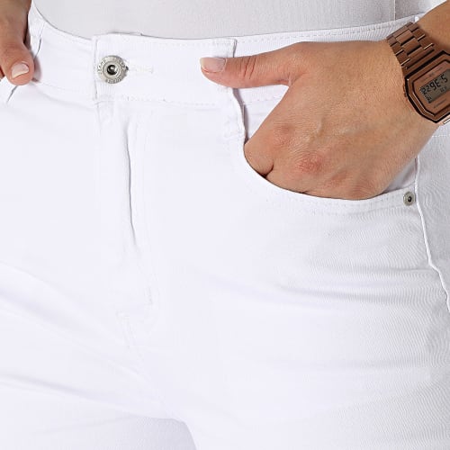 Pantalon Cargo Jean Flare Femme Blanc