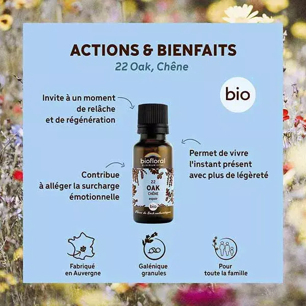 Biofloral 22 Grânulos de Carvalho Orgânicos, Florais de Bach, 19,5g