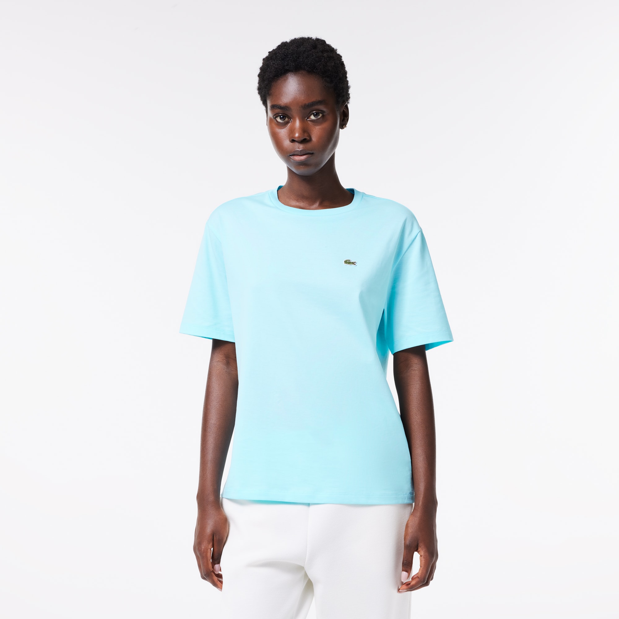 T-shirt à col rond en coton premium T-Shirts - Bleu - Lacoste - Femme