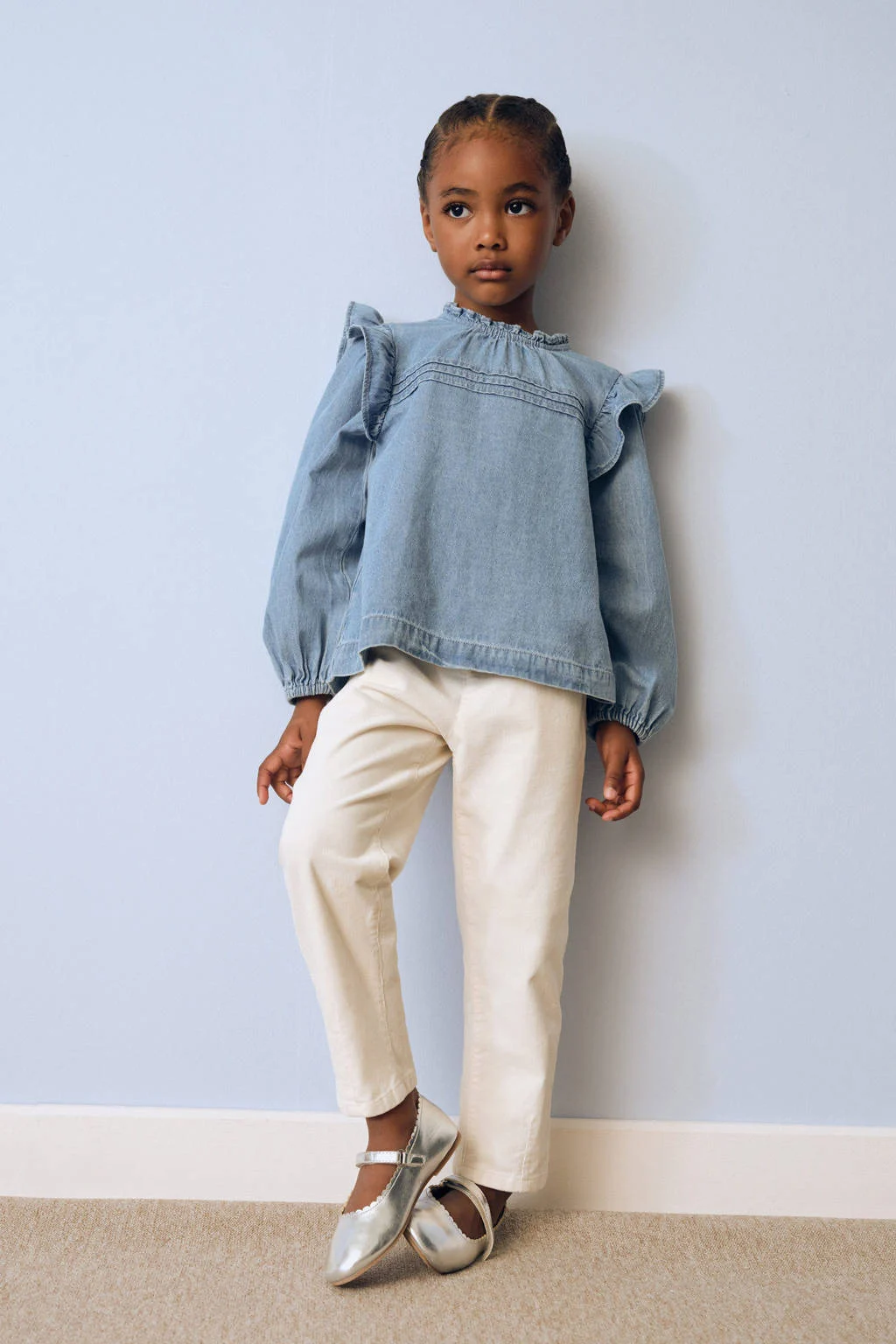 Mango Kids corduroy broek lichtbeige
