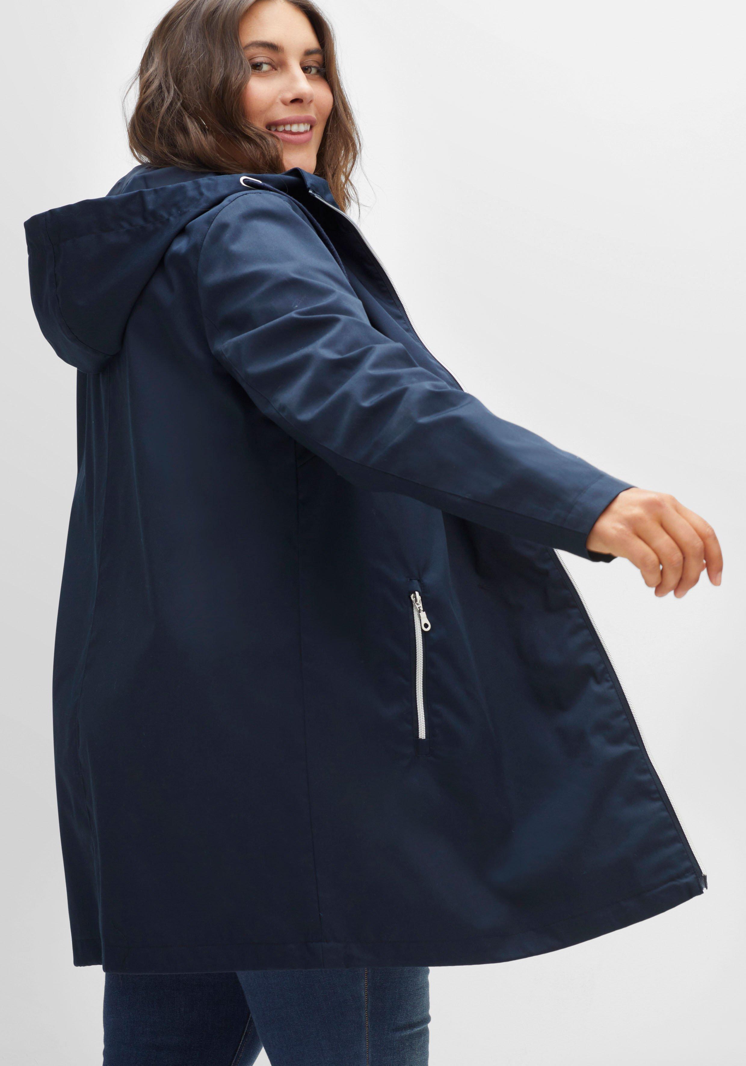 Übergangsjacke in A-Linie, mit Kapuze und Reißverschluss