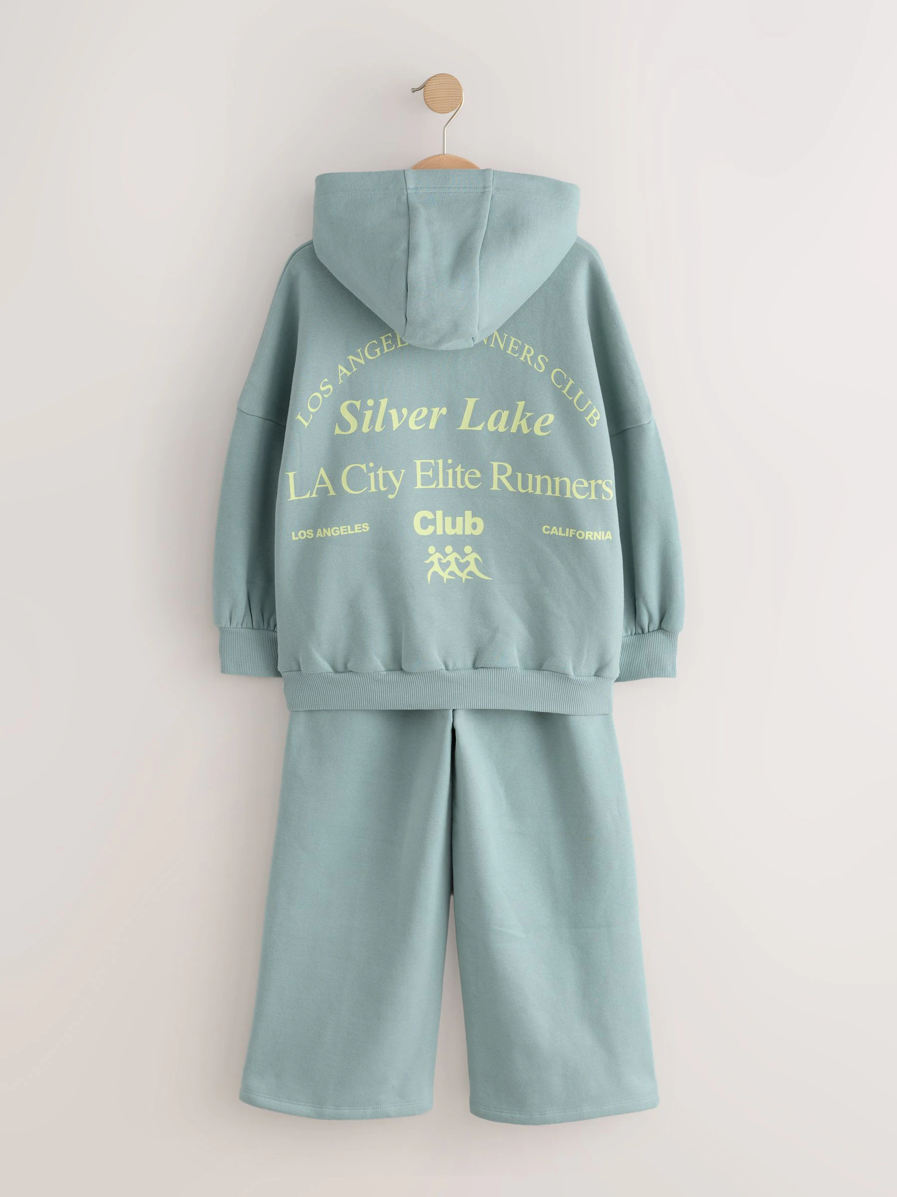 Blauw - Set met hoodie en joggingbroek met wijde pijpen (3-16jr)