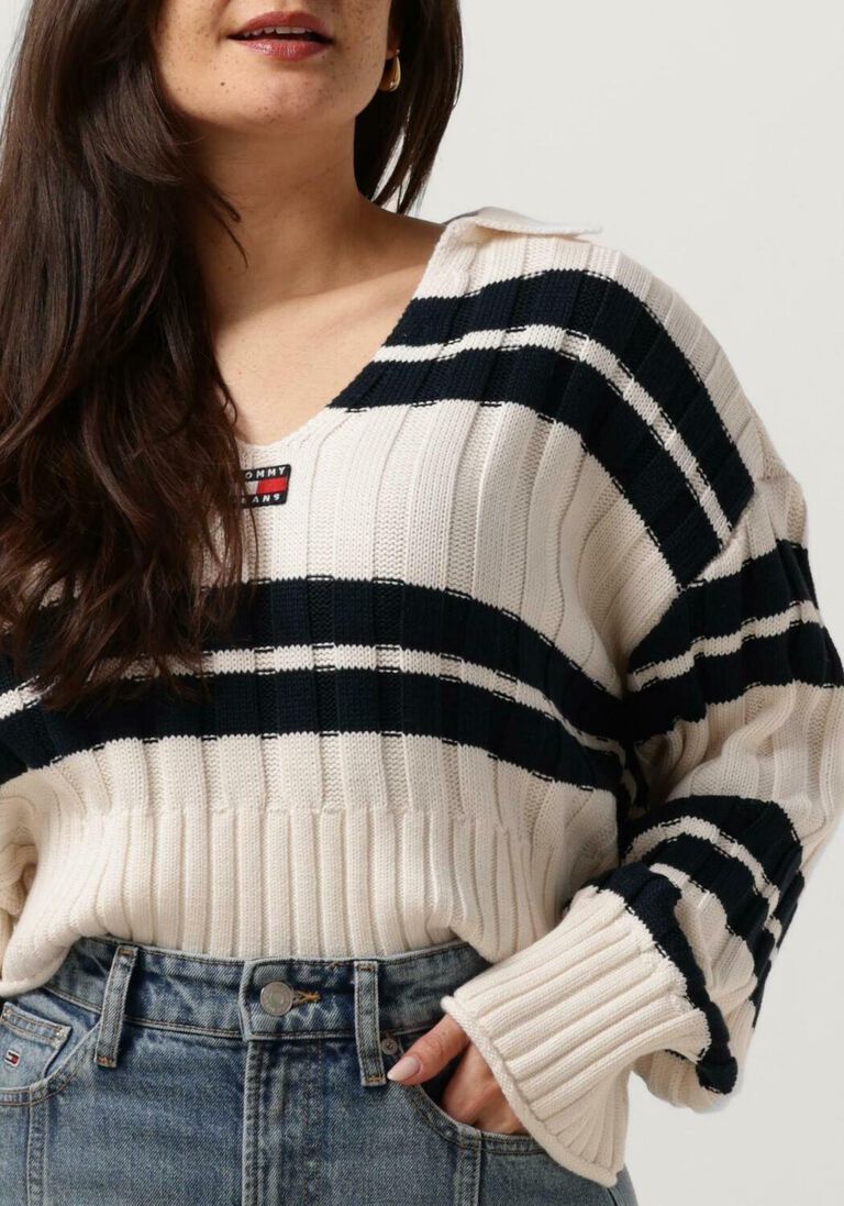 TOMMY JEANS witte tommy jeans trui tjw bxy crp stripe sweater ext