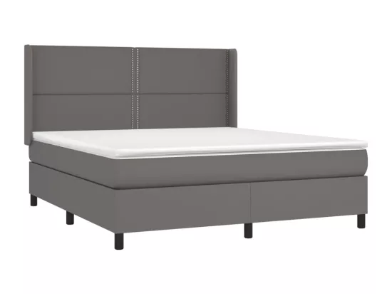 Sommier tapissier et matelas et LED Gris 180x200 cm Similicuir