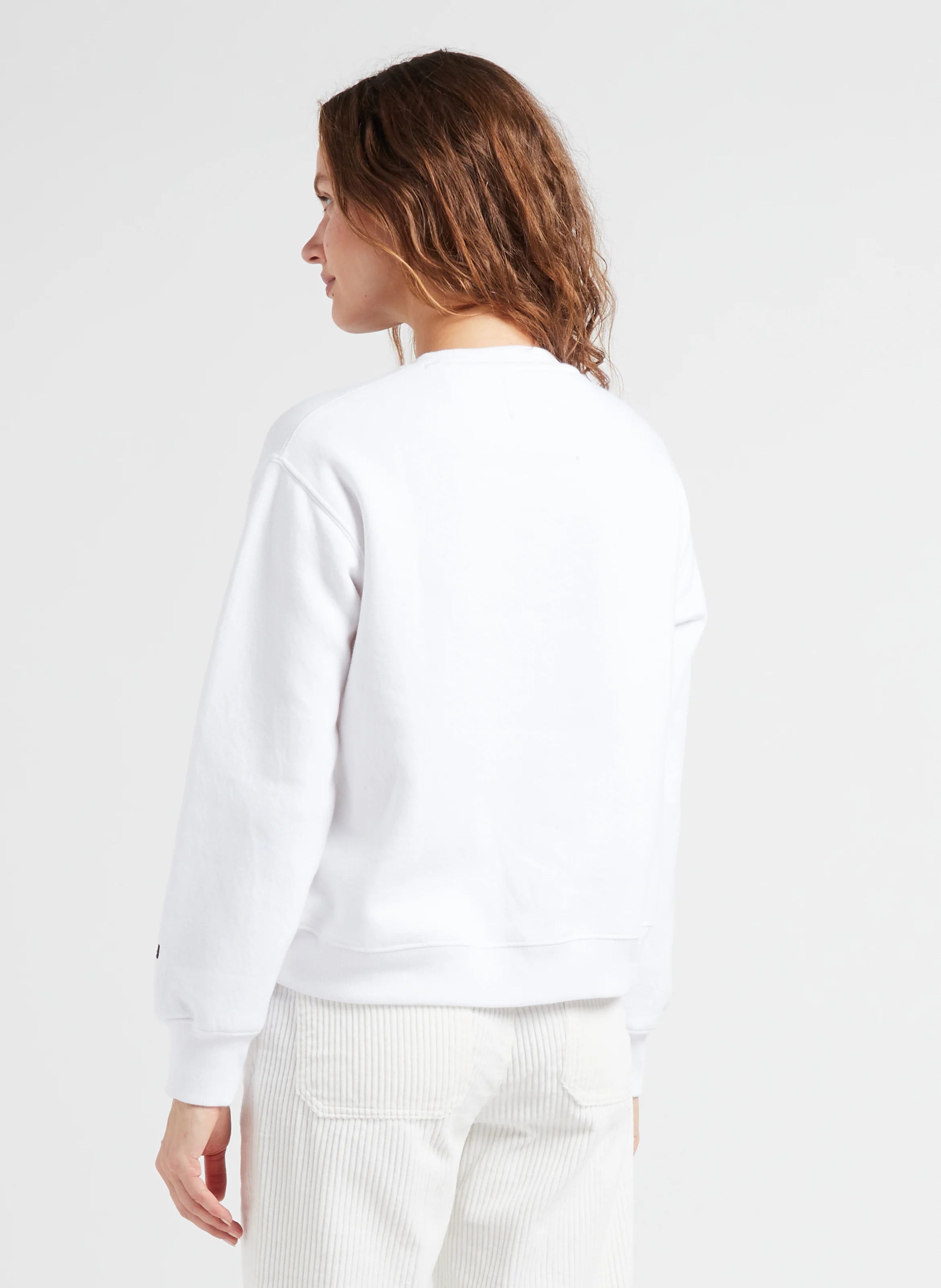 SORTIE - Sweat ample col rond sérigraphié en coton mélangé| Blanc