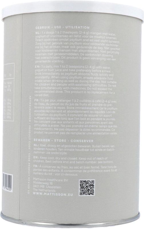 Mattisson - Psyllium Husk Vezels - Biologisch Vlozaad - 250 Gram