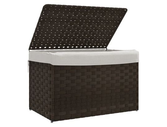 VIDAXL - Panier à linge avec couvercle marron foncé résine tressée