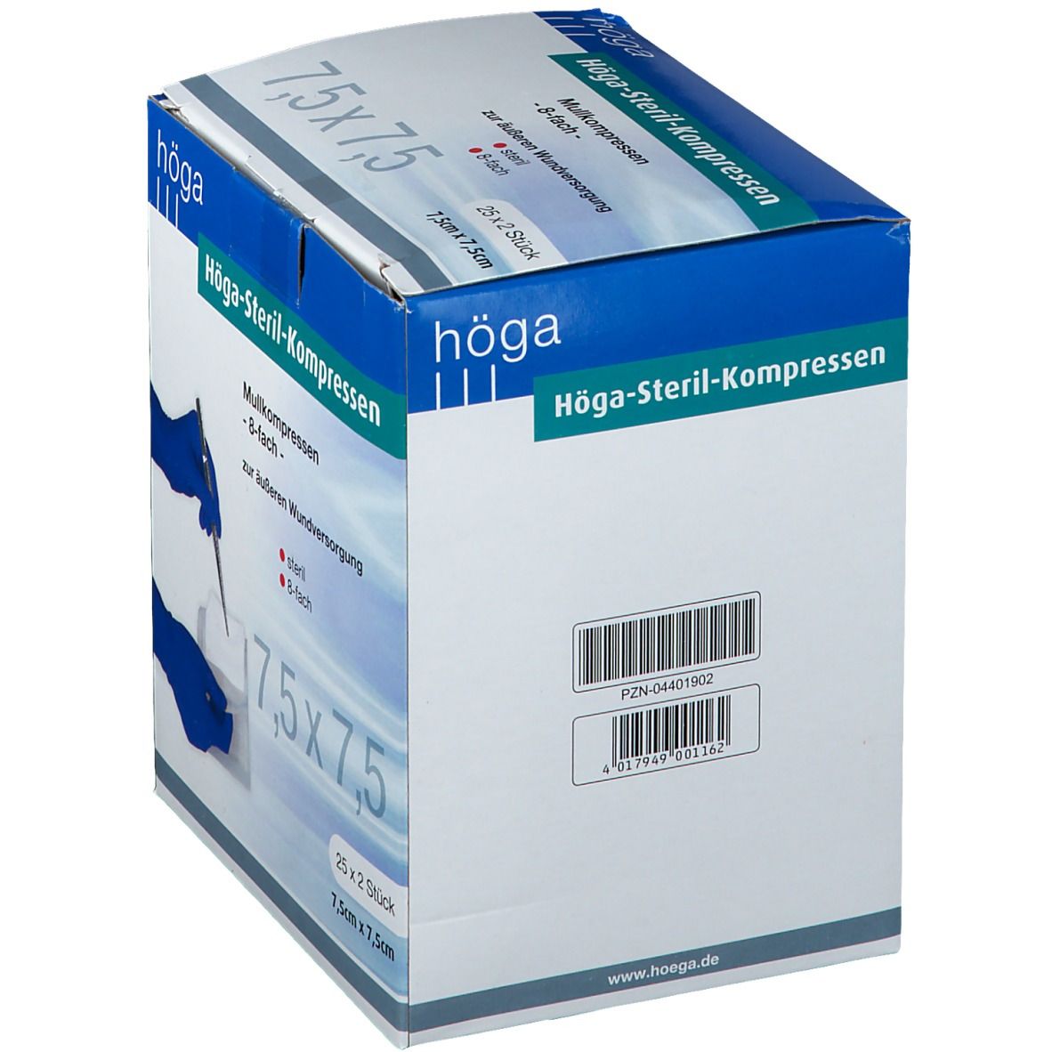 Höga Sterile Mullkompressen 7,5 x 7,5 cm 8-fach