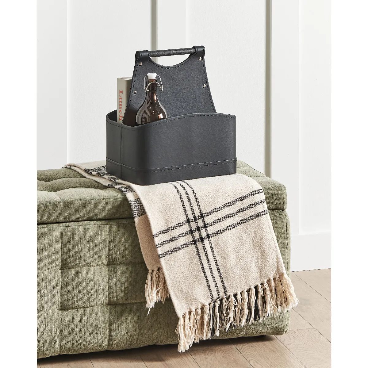 Beliani Panier Cuir PU Gris Graphite