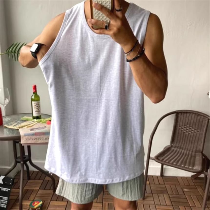 fluffush - Tanktop met ronde hals en effen patroon