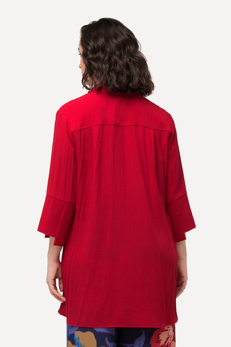 Hemdbluse, asymmetrische Manschetten, Hemdkragen, 3/4-Arm