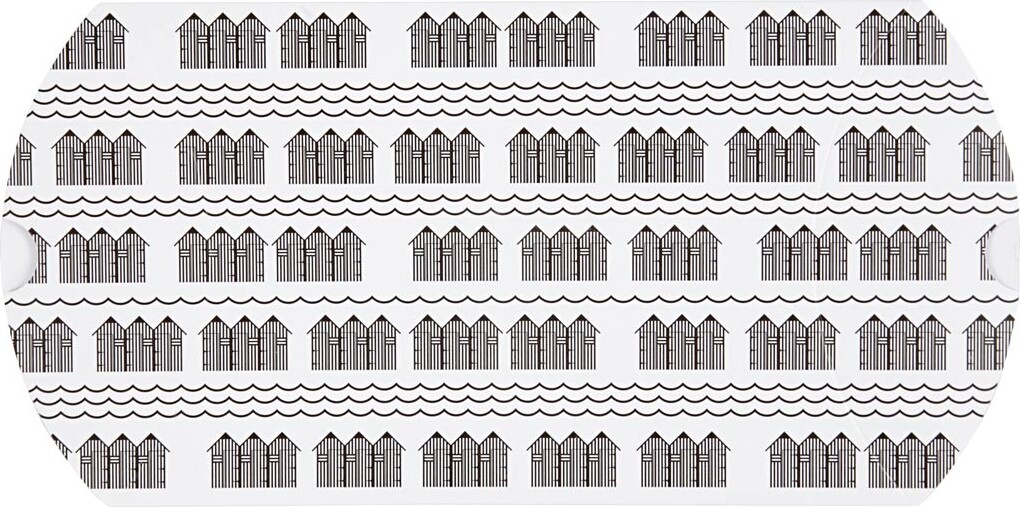 Gaveæske - Badehus - Str. 18X15X6 CM - 300 G - Sort - Hvid - 3 Stk