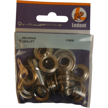 Ledent zeilringset messing 11 mm 15 stuks