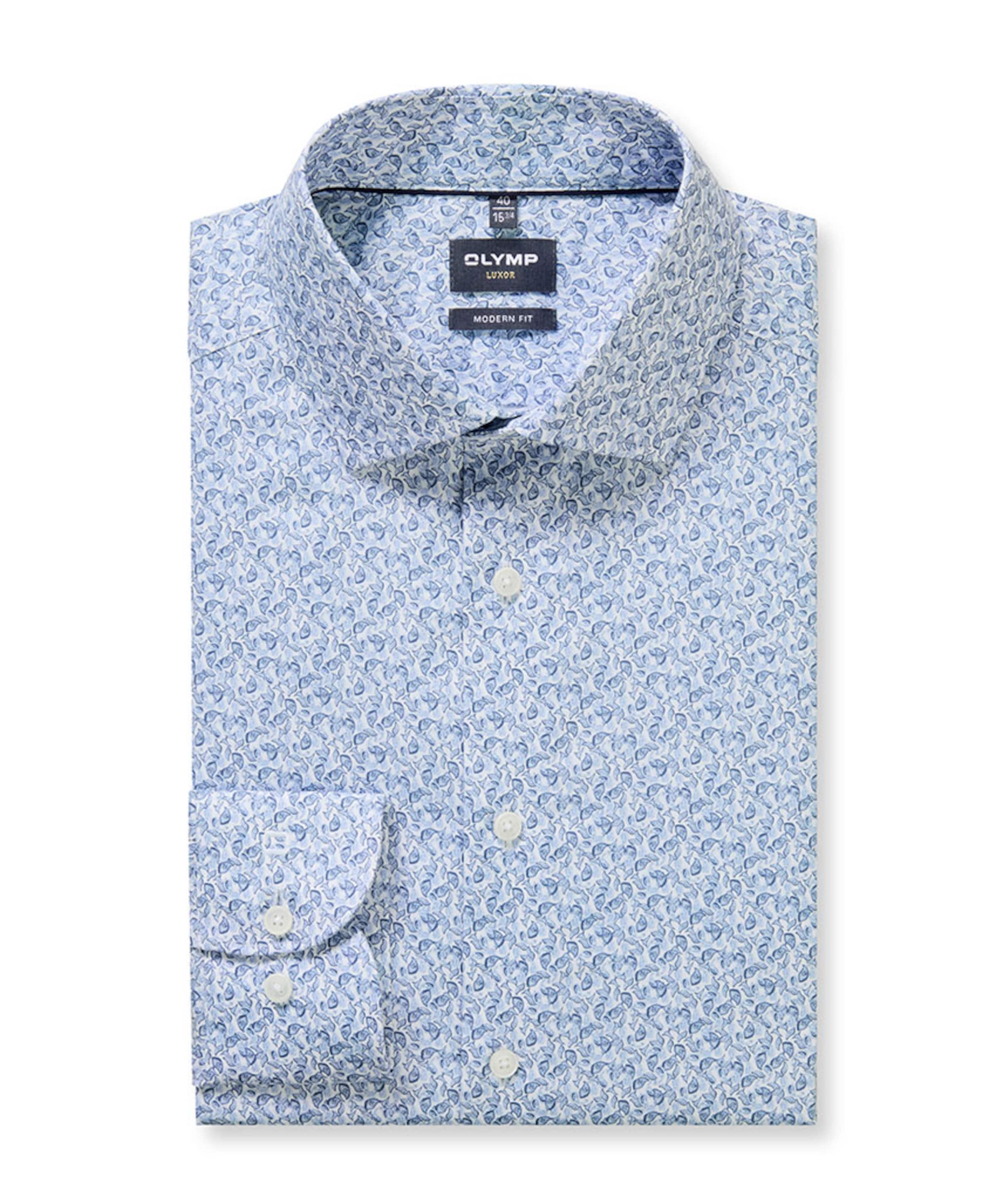 Olymp Modern fit Luxor Heren overhemd extra lange mouw blauw