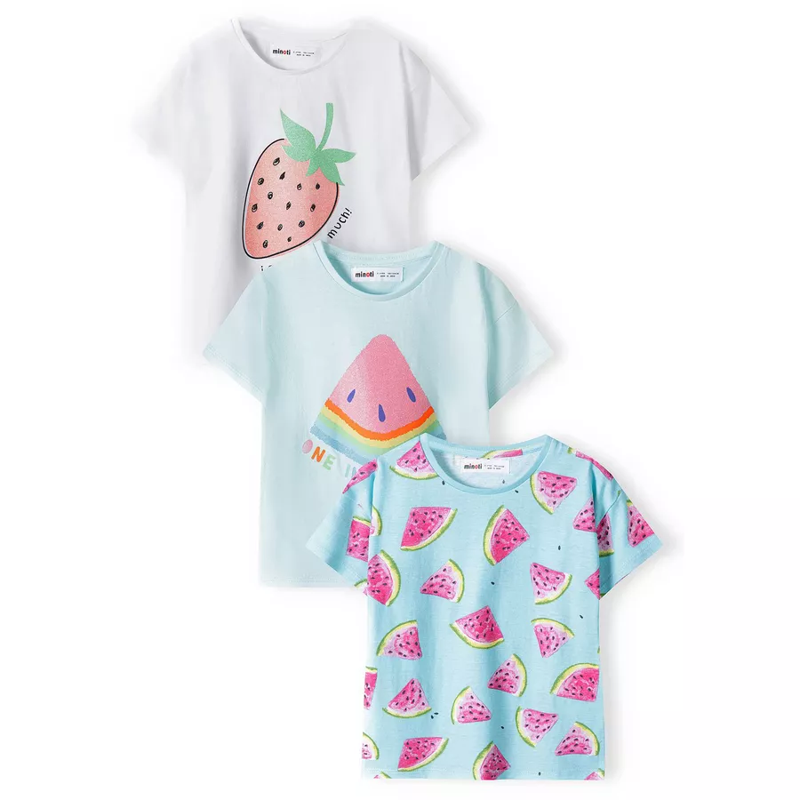 MINOTI 3er-Pack T-Shirts BlauWeißRosa