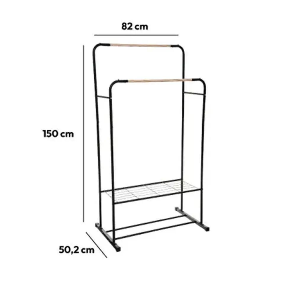 5Five Kledingrek - dubbele stang - metaal - 82 x 50 x 153 cm