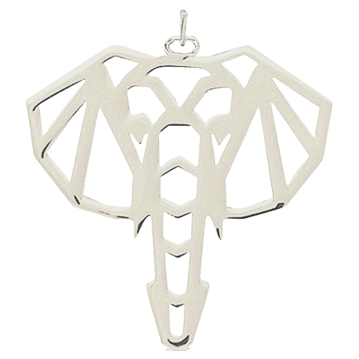 Pendentif totem origami tête d'éléphant en argent 925°/00 + chaine