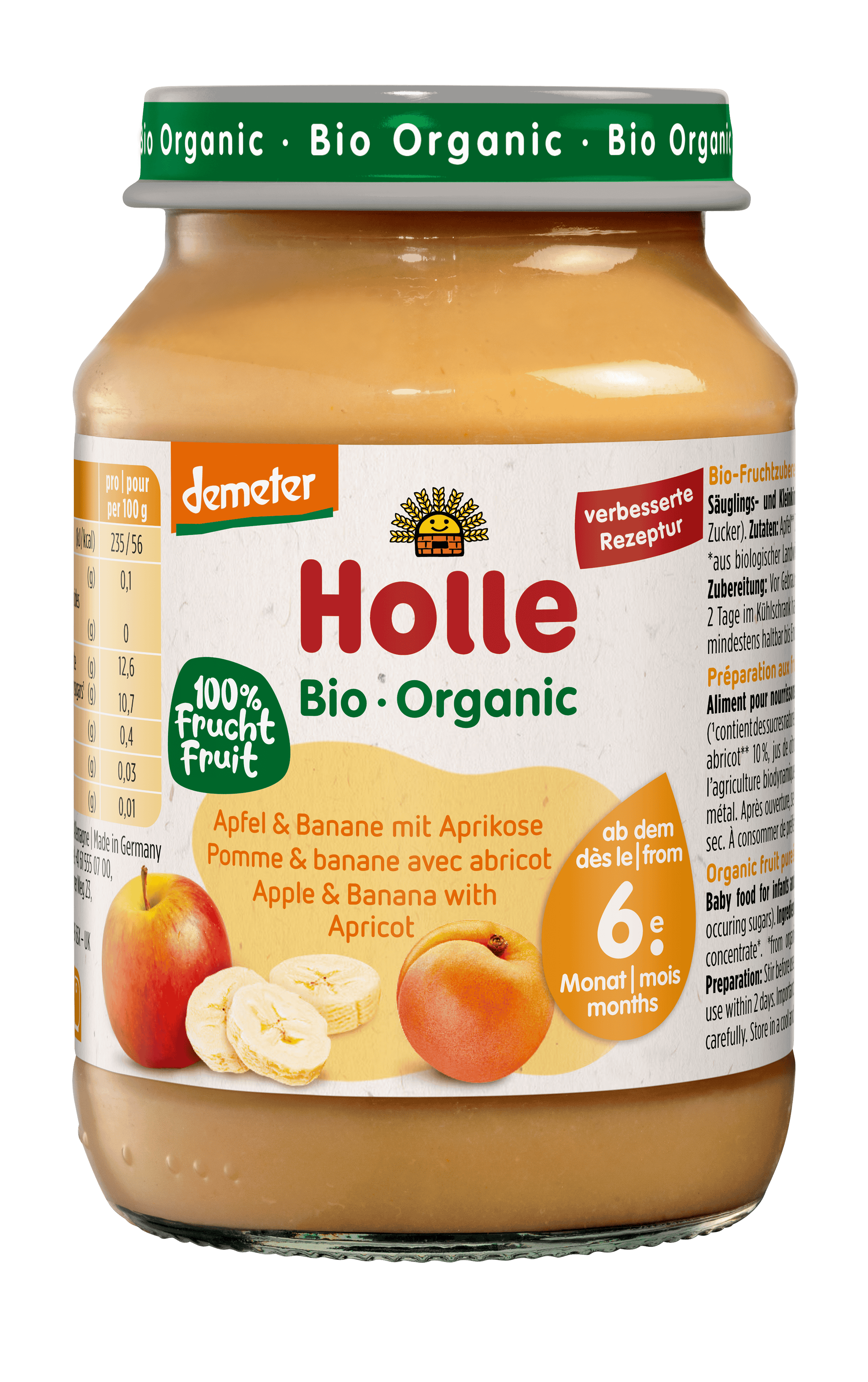 HOLLE Apfel Banane mit Aprikose Glas 190 g