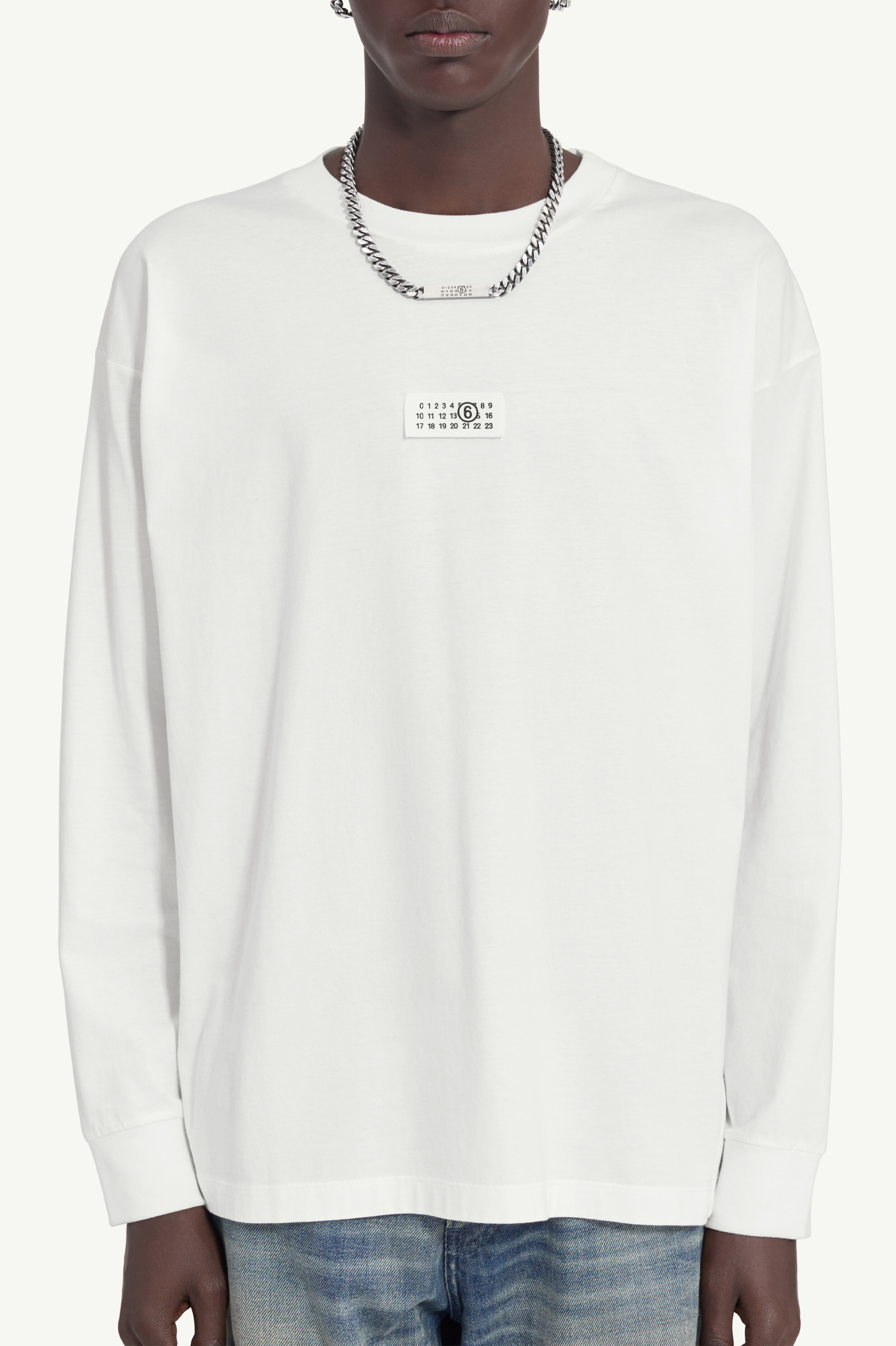 T-shirt en coton avec surpiqûres blanches pour homme | MM6 Blanc