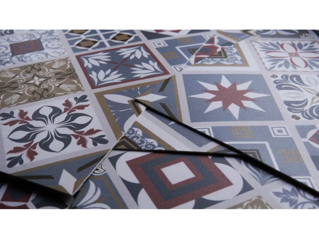 Carreaux autocollants PVC, Carrelage PVC adhésif - 9x30x30 - Ornement floral