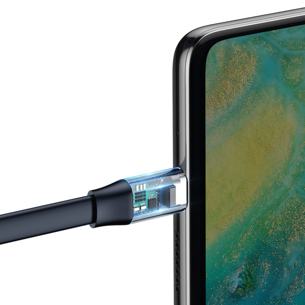 (23cm) 5A USB A auf USB C Flachband Mini Ladekabel - Schwarz / Roségold
