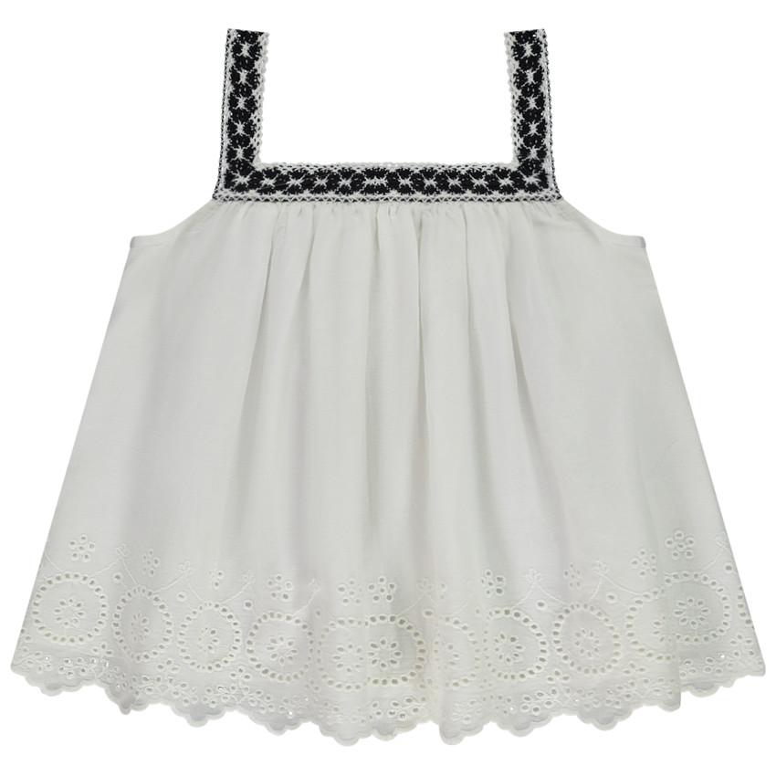 Tunique sans manches avec broderie anglaise pour fille
