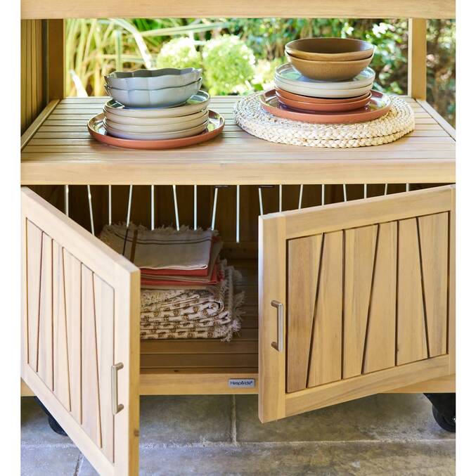 Module 2 portes à roulettes pour cuisine d'été LODGIA Beige
