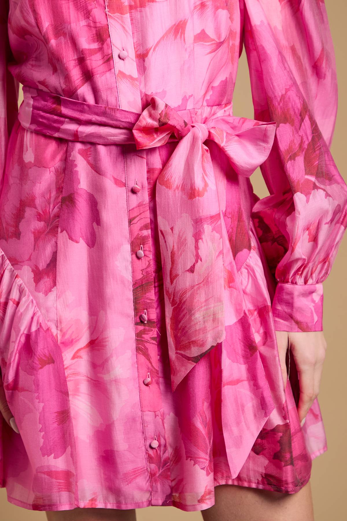 Oasis Robe Chemise À Manches Volumineuses Avec Détail Ceinture