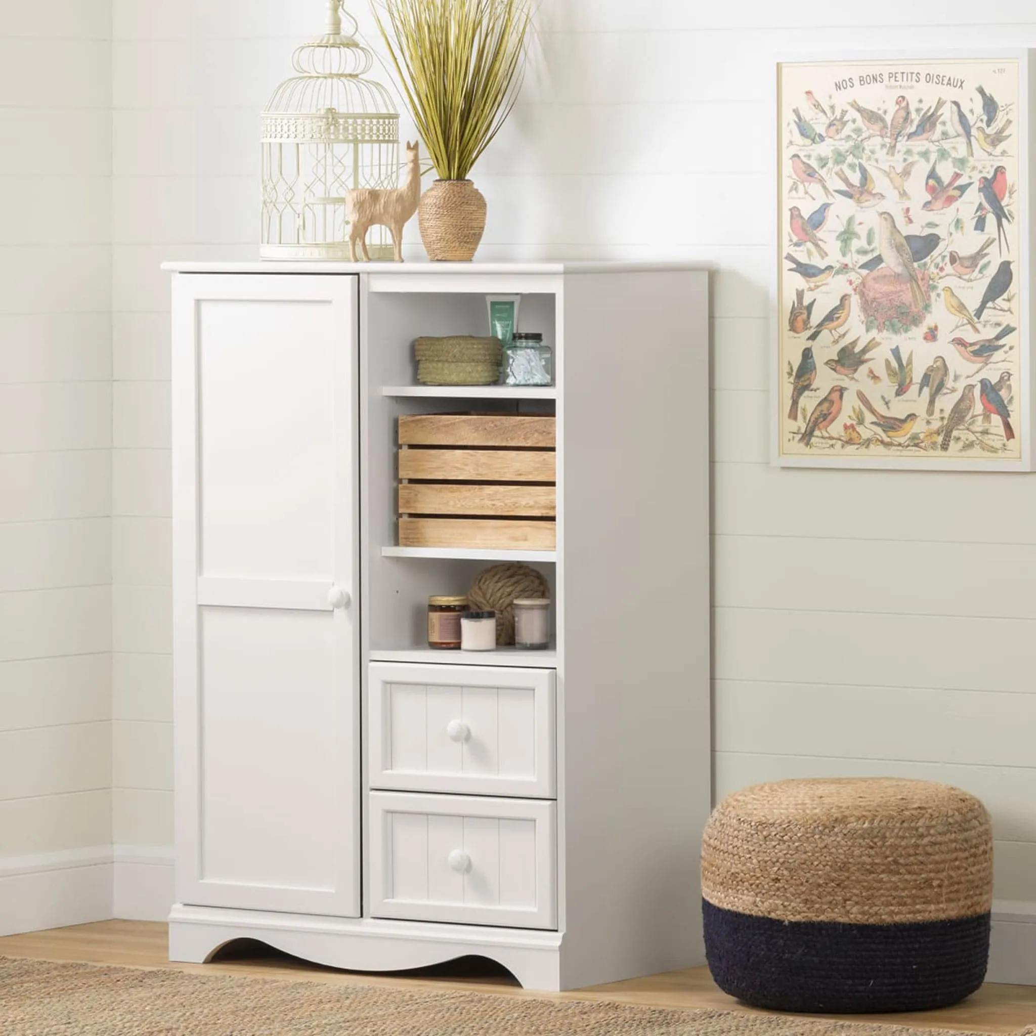 South Shore Commode à Porte Savannah - Blanc Solide
