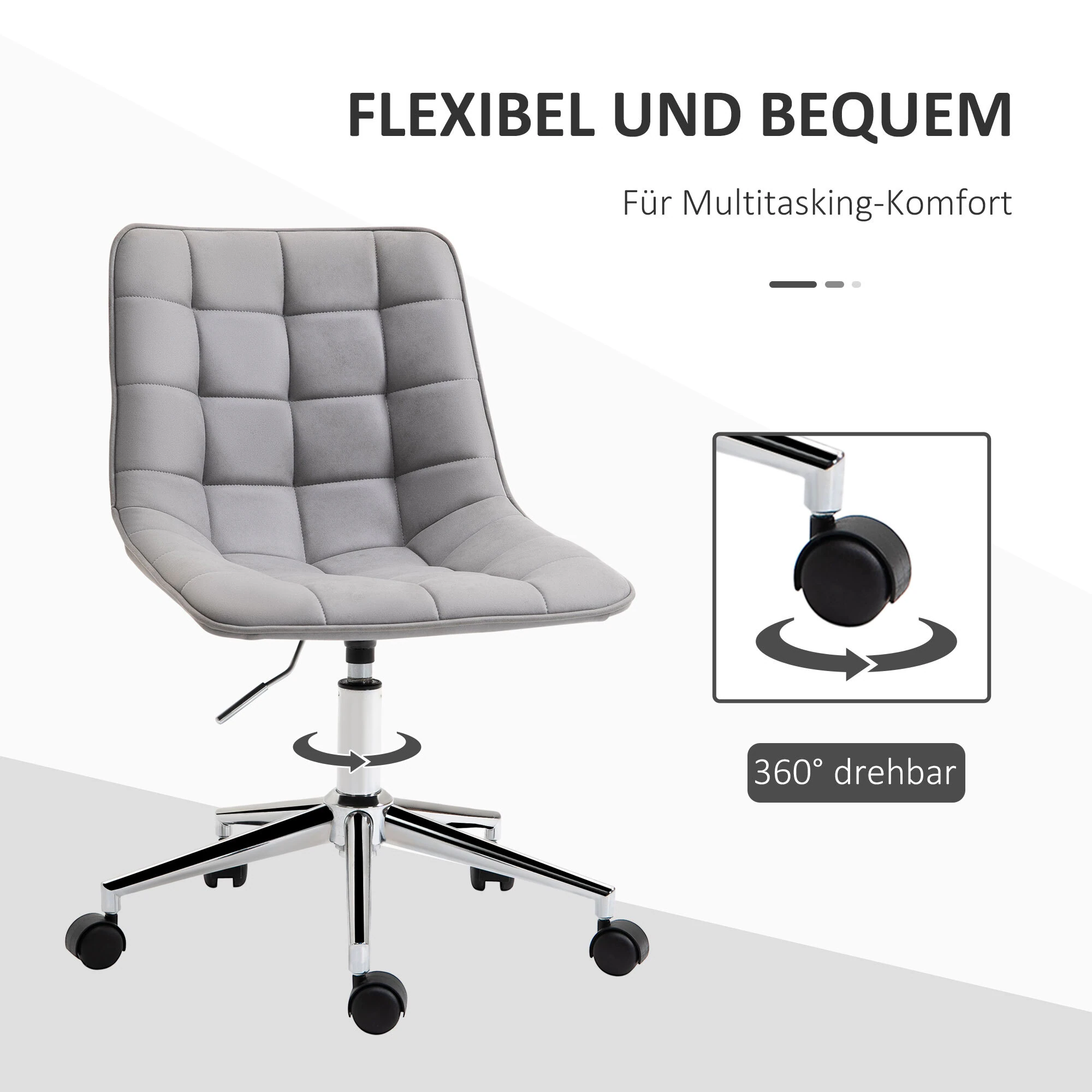 HOMCOM Bürostuhl ergonomisch grau 60 x 60 x 80-90 cm (BxTxH)