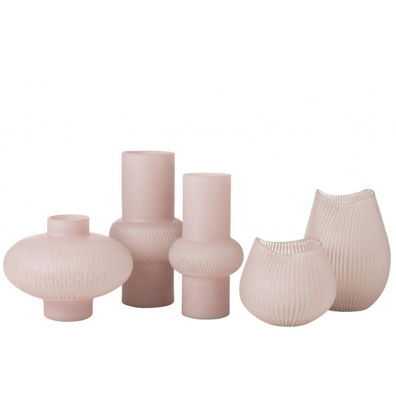 Vase bas avec anneau en verre rose 30x30x25 cm