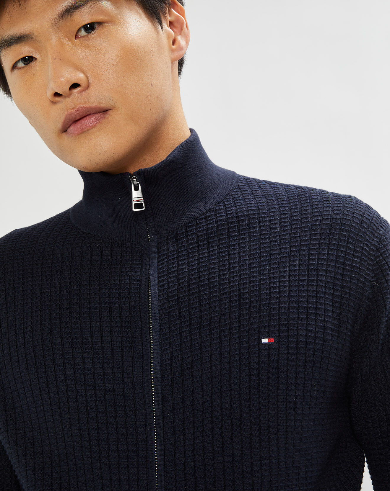 Tommy Hilfiger Gilet zippé Structure bleu marine