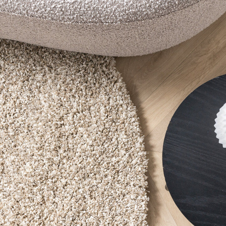 Rond hoogpolig vloerkleed - Yves Beige
