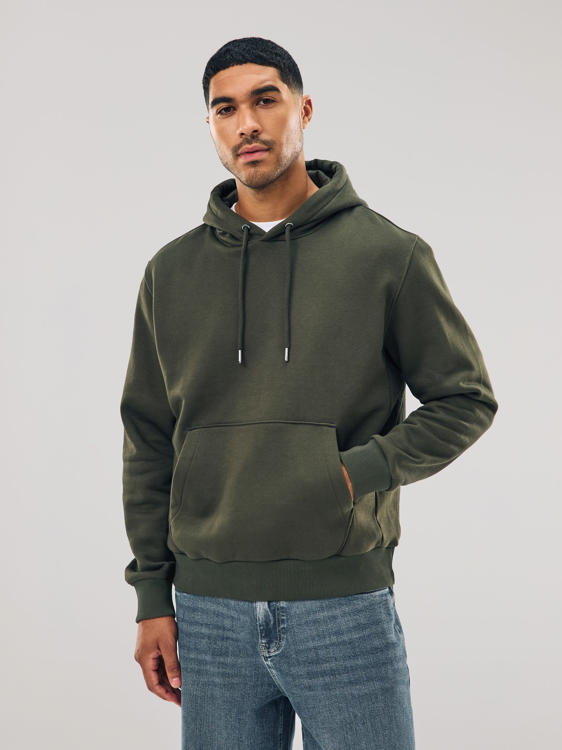 Kakigroen - Normale Pasvorm - Zwaargewicht Cotton Rich Jersey Hoodie