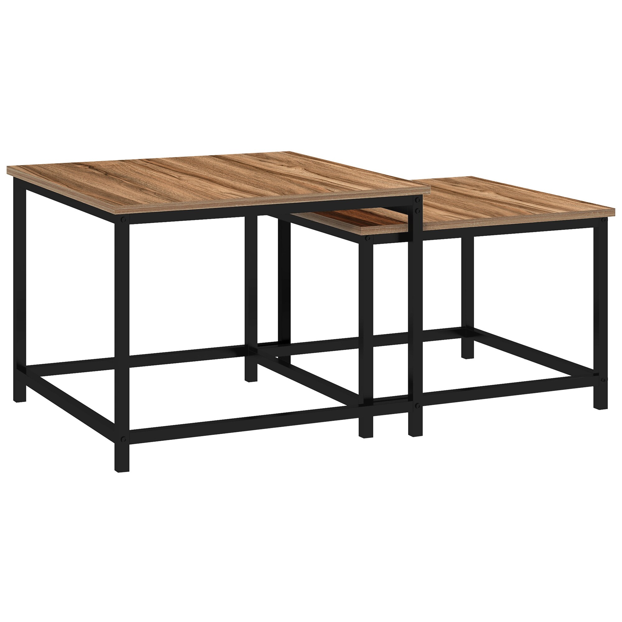 HOMCOM Couchtisch-Set mit Stahlrahmen natur 60L x 60B x 45H cm