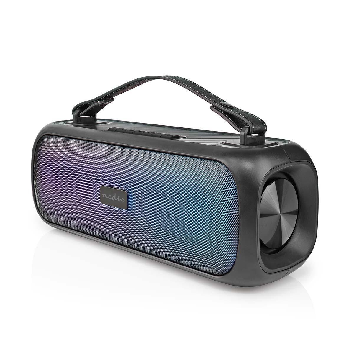 Nedis Bluetooth® Party Boombox | 4.5 timer | 2.0 | 45 W | Media avspilling: AUX / USB | IPX5 | Linkable | Bære håndtak | Party lys | Sort
